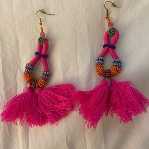 Nordstrom fun pink fringe earrings